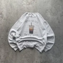 ジャージーズ USA古着 アイスコーヒー プリント アート スウェット Lサイズ