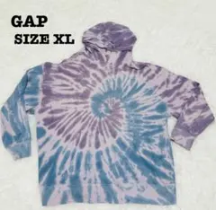 ギャップ GAP タイダイ柄 パーカー XL パープルブルー 総柄[611]