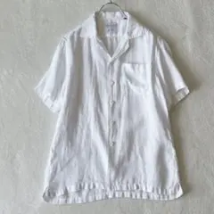 美品 QR⭐️ポロラルフローレン リネン100% 白 L〜XLサイズ相当 半袖
