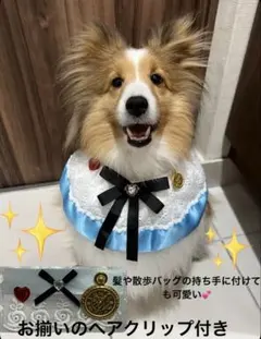 犬用スタイ 不思議の国のアリス ヘアクリップ付き クキにゃ めいたおろす