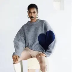 NKNITハートパターンニット pattern KNITグレーのサムネイル