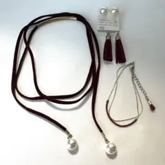 【まとめ売り】アクセサリー 3点セット チョーカー ブレスレット ピアス パール