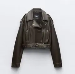 ZARA フェイクレザー クロップドライダース ジャケット