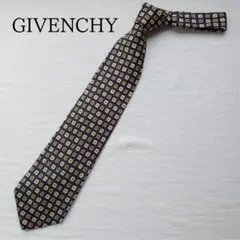 ジバンシィ ネクタイ ネイビー スクエア柄 シルク イタリア製【n6216】