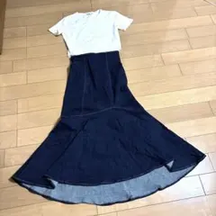 デニムマーメイドスカート ロング丈 インディゴ　proportionのサムネイル