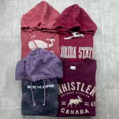パーカー4枚セット まとめ売り Mサイズ中心 カレッジロゴ アメカジ ストリート