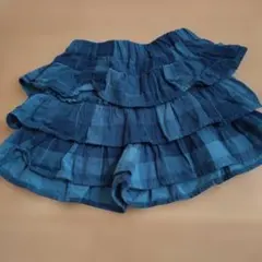 F.O.KIDS☆ フリル付きハーフパンツ☆ チェック柄ダークブルー系