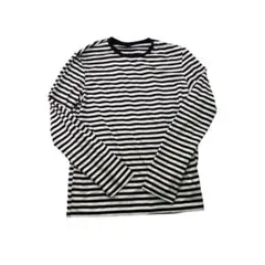 SHEIN 長袖 ボーダー カットソー ブラック ホワイト Lのサムネイル