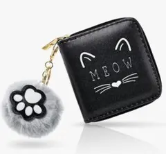 422:ミニウォレット　財布　猫　チャーム付き　カードケース