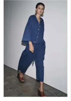 ZARA リネンシャツ&ワイドパンツセットアップ