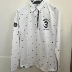 adidas golf ゴルフ 長袖ポロシャツ ロゴ 総柄