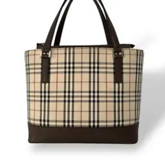 美品　バーバリー　ミニトート　ハンドバッグ　ノバチェック　バイカラー　レザー