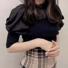 【新品タグ付き】snidel スナイデルシアーパフスリーブ ニットトップス