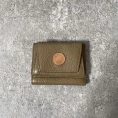 極美品　ハンティングワールド　三つ折り財布　レザー　シボ革　ベージュ　ロゴのサムネイル