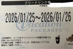 1/25-26 フリードリンク券　ディズニーリゾート