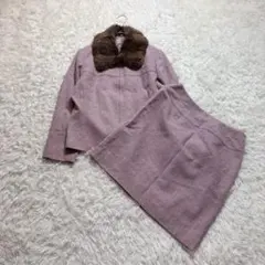 Aylesbury スカートセットアップ ツイード ラビットファー アンゴラ L