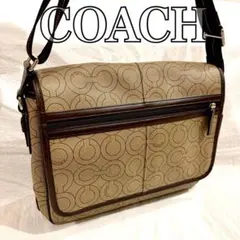 極美品COACH コーチショルダーバッグクロスボディメンズブランドシグネチャー柄
