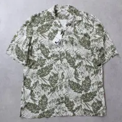 BAGUTTA★新品バグッタ ボタニカル柄オープンカラー半袖シャツM 白×緑のサムネイル