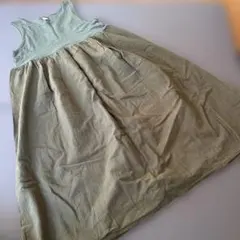 ノースリーブワンピース M 春夏物　グリーンの切り替えワンピース　サイズL