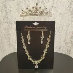 ティアラネックレスイヤリング高品質3点セット 結婚式ウエディングジルコニア 19