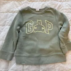 GAP 裏起毛スウェット【95】ロゴ ライトグリーントレーナー　くすみグリーン