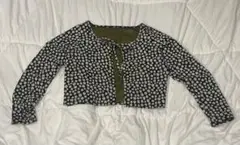 花柄 クロップド 長袖 カーディガン