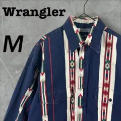 80s ヴィンテージ Wrangler ウエスタンシャツ ネイティブ柄 M