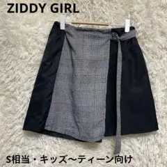 ZIDDY GIRL キュロット スカート風 ブラック グレーチェック 切り替え
