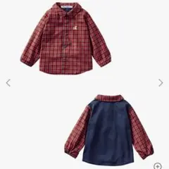 【極美品】familiar ファミリアチェックシャツ　赤チェック　80