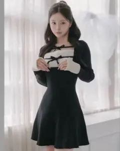 ダーリッチ darich リボンファーフレアニットミニワンピース ワンピ