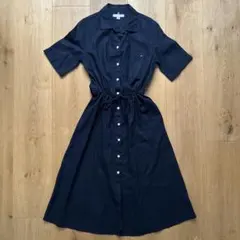 TOMMY HILFIGER 麻混ネイビー シャツワンピースのサムネイル