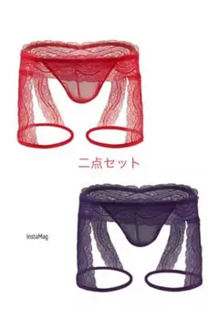 メンズ　パンツ下着　インナーパンツ　Tバック　レース Ｌサイズ　二点セット