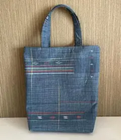 【ハンドメイド】青系着物リメイクトートバッグ/A4サイズ収納可
