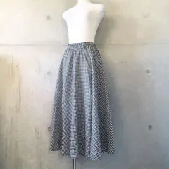 新品タグ付きギンガムチェックフレアスカートブラック