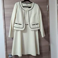 【美品】セレモニースーツ15号・ワンピース アイボリー 大きいサイズ