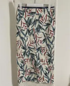 葉柄プリント ゴムウエスト タイトスカート