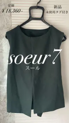 【タグ付き未使用】soeur7 スール ドッキングダウンベスト M DELEGANTE エアリーサキソニー/グレンチェックTAIONダウンベスト