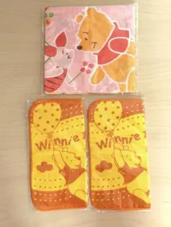 Disney くまのプーさん☆ガーゼハンカチ３枚＆ミニタオル2枚セット［新品］