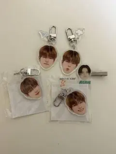 TREASURE アサヒ 顔アクキー 4つ顔ヘアピン1つ