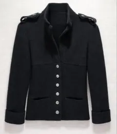 シャネルウールジャケットココマークボタン黒ブラックフォーマルカジュアル38M美品