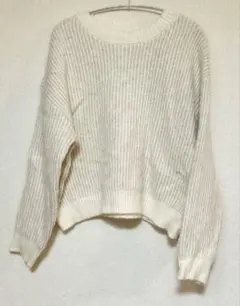 アイボリーリブ編みセーター サイズ42レディースセーター美品✨