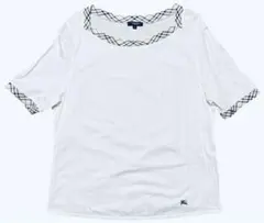 【美品】ノバチェックホースロゴ刺繍　BURBERRYLONDONカットソー白L