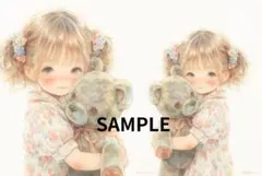2203花柄ワンピースとくま2パターンステッカー