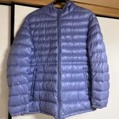 パープル フード付き ダウンジャケット