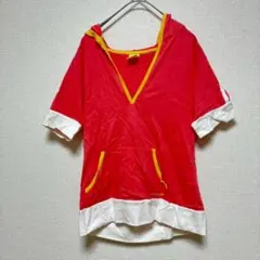 adidas アディダフード付きパーカー 羽織 赤 白 かわいい