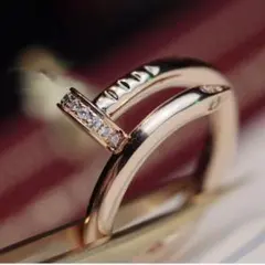 ピンクゴールド 釘モチーフリング ネイルデザイン 指輪