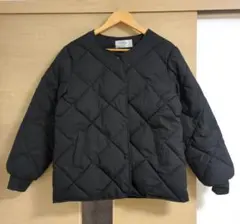 キルティングジャケット 中綿 ノーカラー Mサイズ ブラック