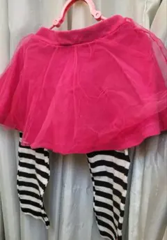 BABYDOLL スカート付きレギンス ピンク/ストライプ(120)