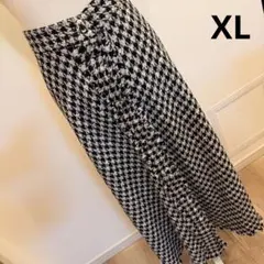 ZARA千鳥格子柄 ツイード フレアスカート XL 大きいサイズ