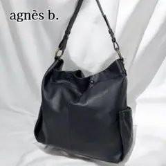 agnès b. トートバッグ ワンショルダー 本革 黒 肩掛け オールレザー